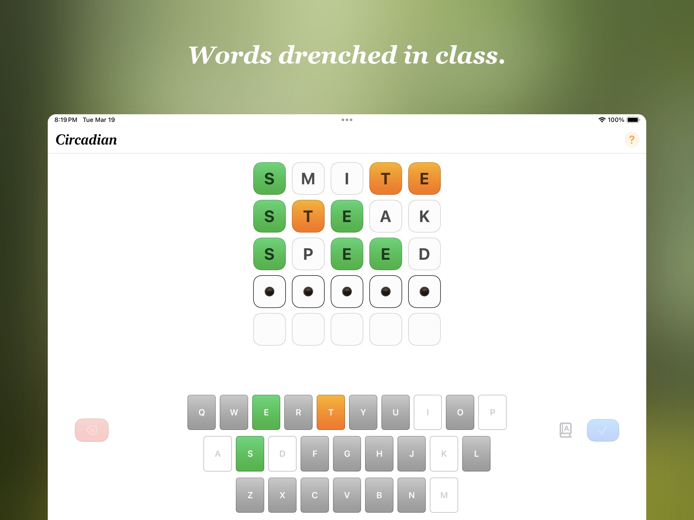 Words drenched in class.