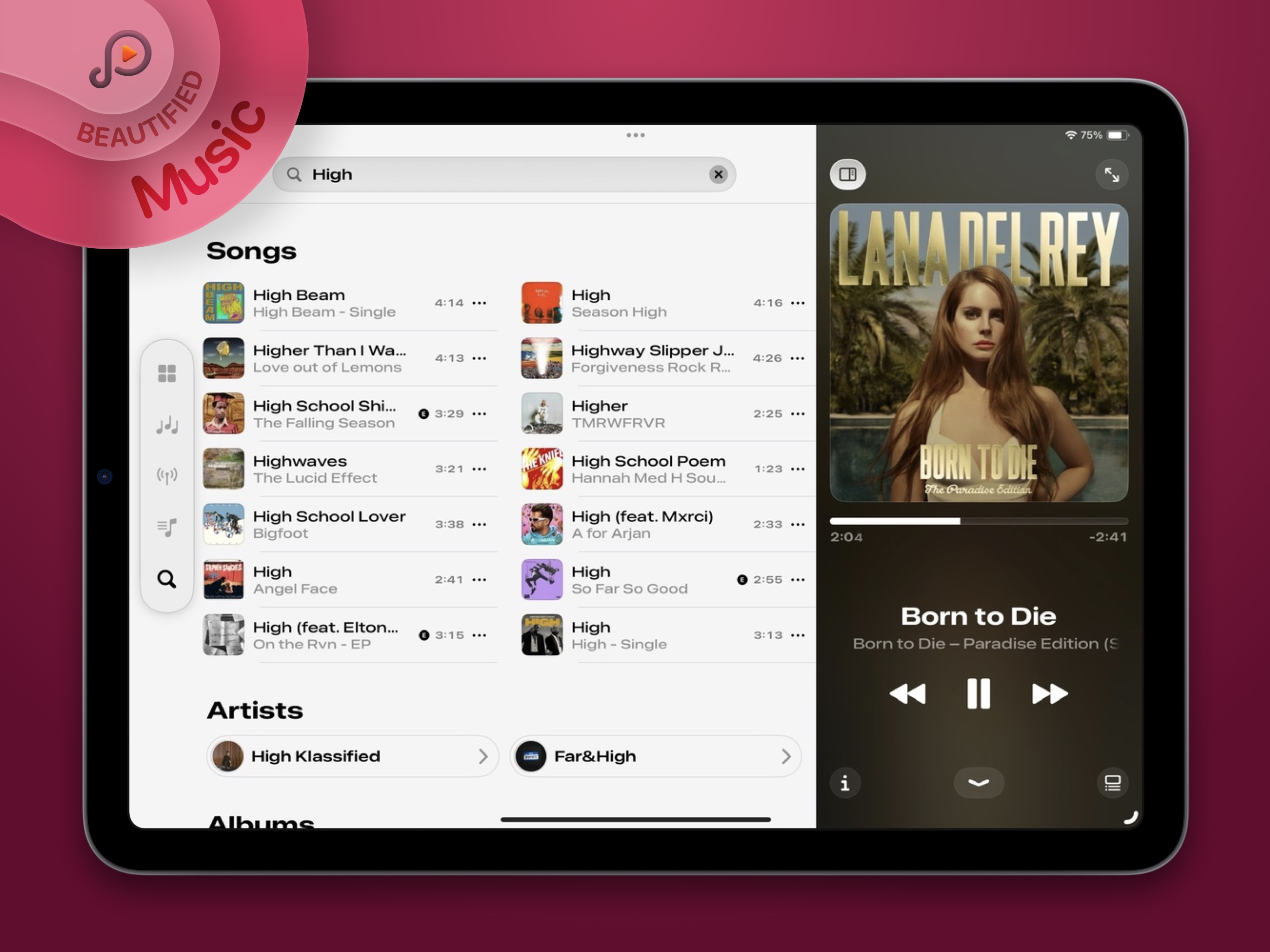 Screenshot of Wave app showing the fullscreen player UI.