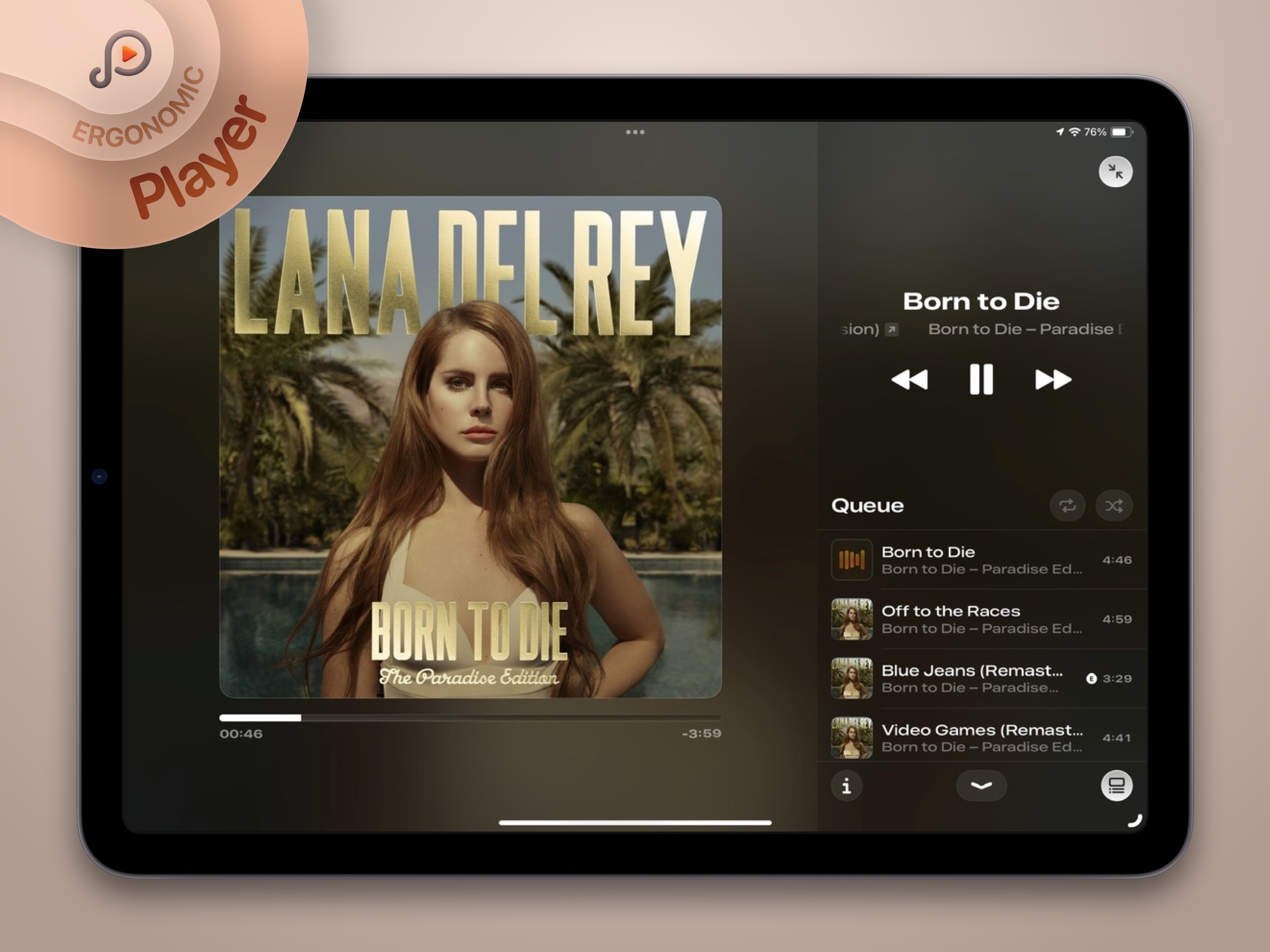 Screenshot of Wave app showing the fullscreen player UI.