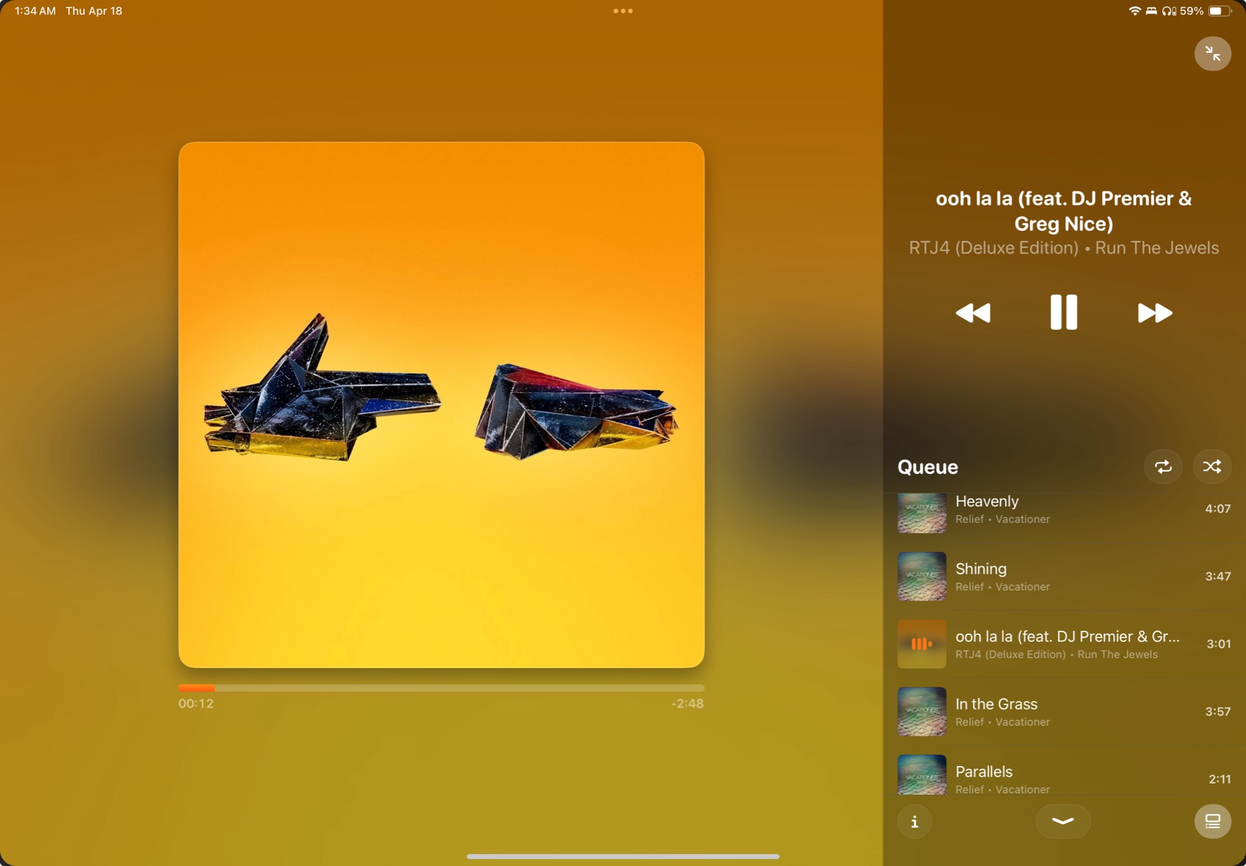 Screenshot of Wave app showing the fullscreen player UI.